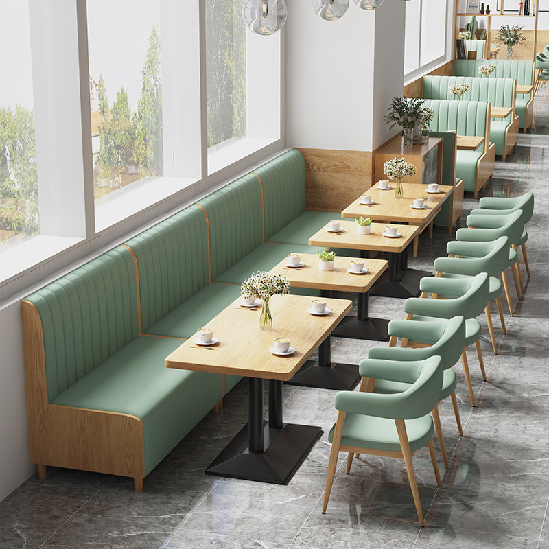 Dining restaurant western restaurant noodle shop custom wall card seat sofa milk tea shop burger shop snack bar table and chair combination