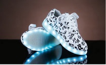 Notes ghost step dance LED glowing flat casual shoes boys and girls colorful USB charging old and young universal couple