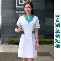 Белый лейко-синий воротничок с короткими рукавами