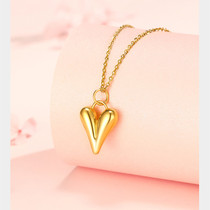 Gold pendant female 3D hard gold love pendant 999 pure gold heart-shaped pendant fashion heart-point pendant necklace female