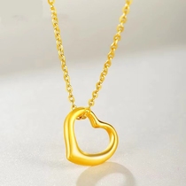 24k pure gold gold pendant necklace womens gold 999 love pendant simple heart-shaped clavicle chain for girlfriend gift