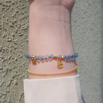 Original Design 999 Pure Gold Gourd Womens Clear Peridot Bracelet Jewelry Summer New Bracelet for Girlfriend