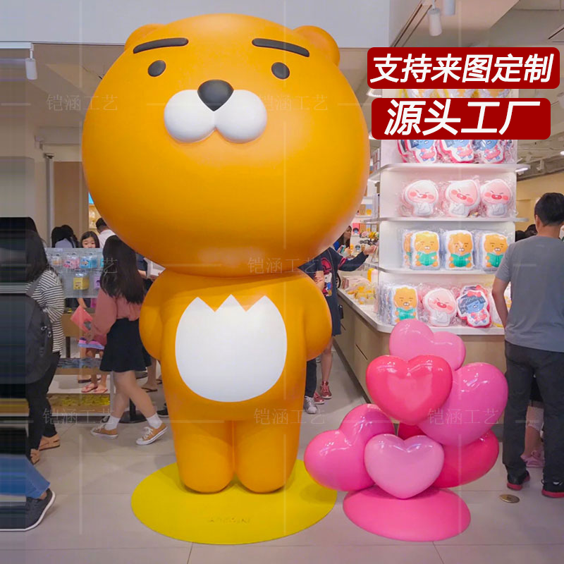 Large cartoon panda glass steel sculpture custom square dairy tea shop doorway to greet doll swing parts