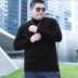 Fat anh trai mã lớn thương hiệu áo len đáy quần béo cộng với phân bón để tăng chất béo sweater áo len cotton cổ cao màu đen ao len nam Áo len cổ tròn