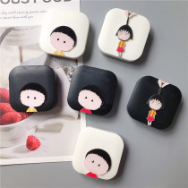Cartoon small ball contact lens box cute portable beauty contact storage box double box clip suction stick nursing box