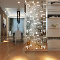 Modern art glass background wall screen partition double-sided effect sliding door carving tempered process simple symbol