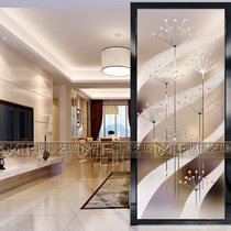 European art glass screen partition wall Entrance TV background wall carved double-sided process modern simple style