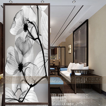 Art glass background wall Entrance screen partition Living room corridor Jane European frosted through carved craft glass flowers
