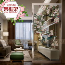 Custom art glass TV background wall partition screen entrance Modern simple tempered translucent matte Magpie