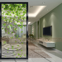 Art glass background wall partition screen entrance Modern simple carved steel process double-sided frosted green leaves