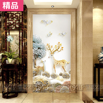Art glass entrance TV background wall partition screen Living room decoration Modern matte double-sided matte elk