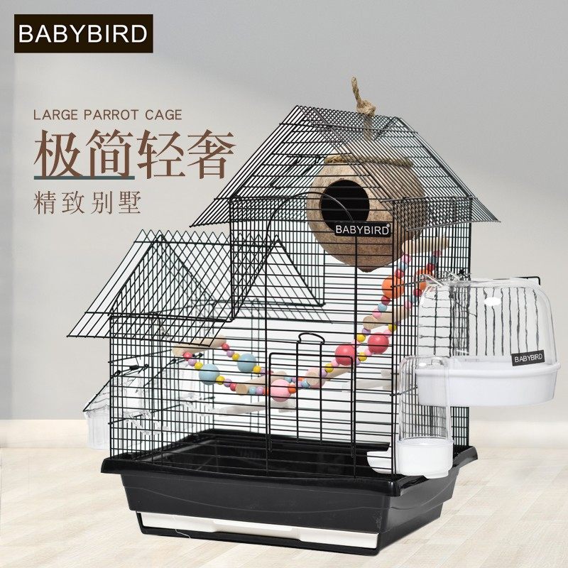 Luxury Tiger Leather Parrot Bird Cage Large Size 8 Govini Bird Mysterious Peony Cage Home Oversized Villa
