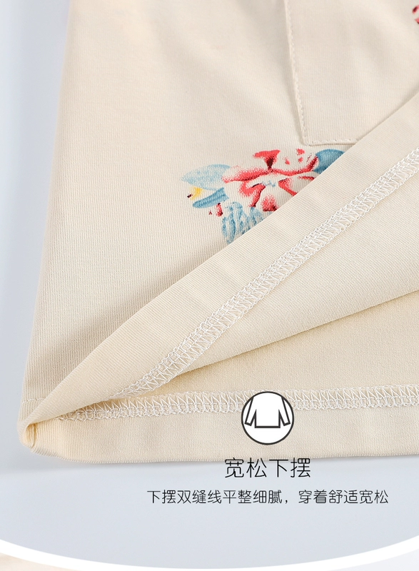 Đồ ngủ nữ mùa hè cotton ngắn tay quần dài phục vụ tại nhà mùa hè cotton mỏng cardigan hàn quốc cộng với kích thước phù hợp - Bên ngoài ăn mặc