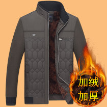 Middle-aged and elderly cotton coat mens winter clothes 40-50 years old dad plus velvet thickened jacket middle-aged mens winter quilted jacket