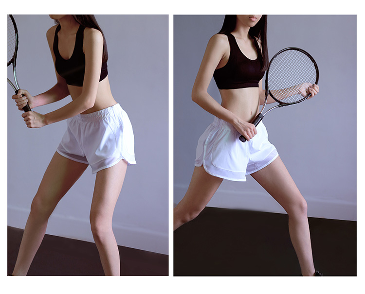 Zhanfei mùa hè nối thể thao quần short phụ nữ với lót nhanh chóng làm khô thoáng khí chạy đào tạo yoga quần thể dục chống ánh sáng dây band