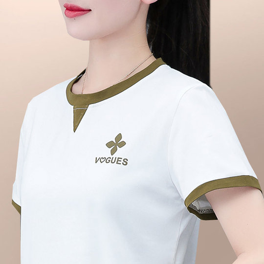 Женская футболка с короткими рукавами на правом плеча, лето 2021, новая модная футболка с круглым вырезом и принтом, свободный повседневный хлопковый топ