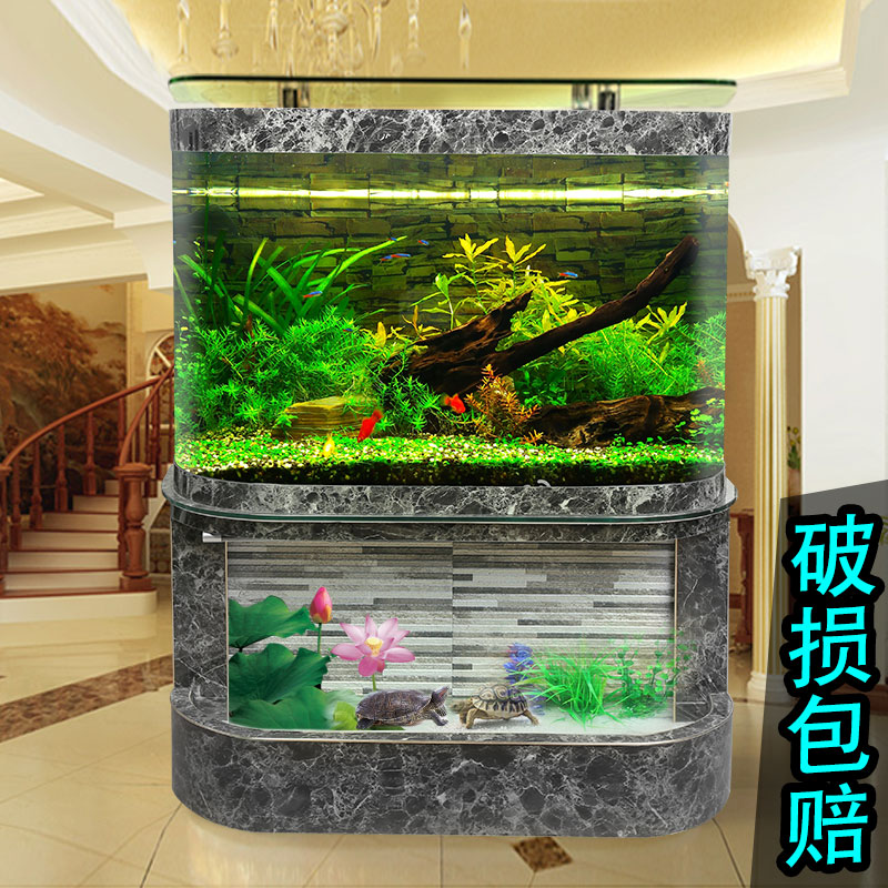 2016 new aquarium creative ecological glass goldfish tank water curtain flow bottom filter hyperboloid large viewing angle custom