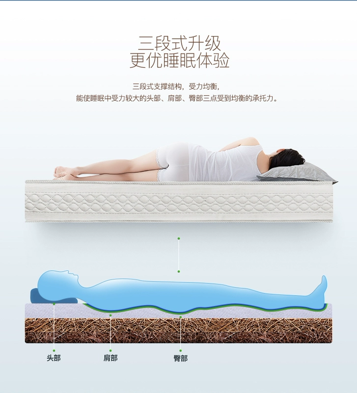 Nature nệm Shangyue nâu cao su thiên nhiên + xanh nệm cọ đôi nệm 1,5 1.8m - Nệm