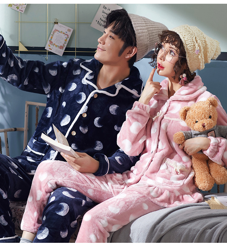 Mùa thu và mùa đông mô hình cặp đôi dày những người yêu thích đồ ngủ nhung san hô đồ ngủ phụ nữ mùa thu và mùa đông flannel nam dịch vụ nhà những kiểu đồ bộ đẹp