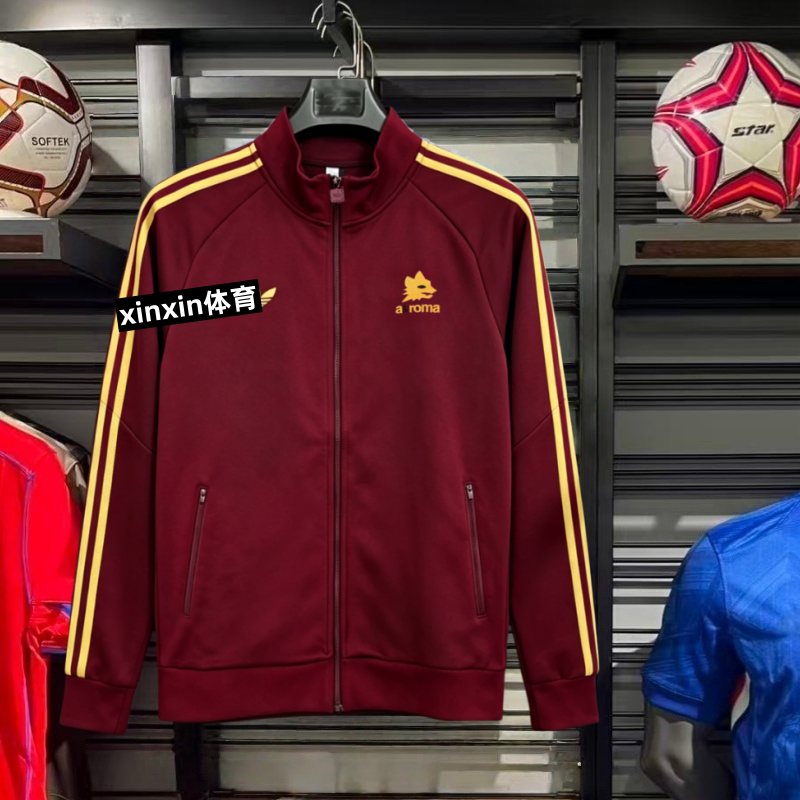 25/26 Season Roma Retro Jacket Sports Casual Long-Sleeve Training Wear Warm-Up Football Uniform