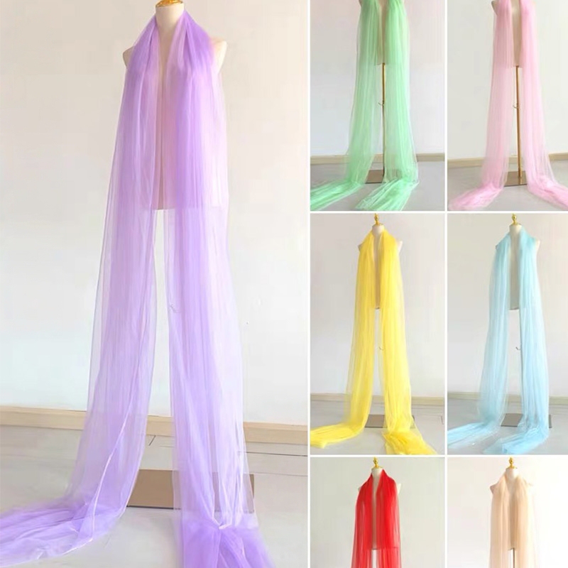 Dreamy Hanfu Dance Veil, Dunhuang Chezhi Dance Veil, Long Soft Mesh Tassel Veil 4m