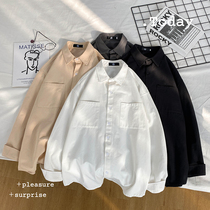 Shirt mens 2020 New Harbor style trend double pocket long sleeve white inch shirt autumn coat Korean fashion brand mens clothing