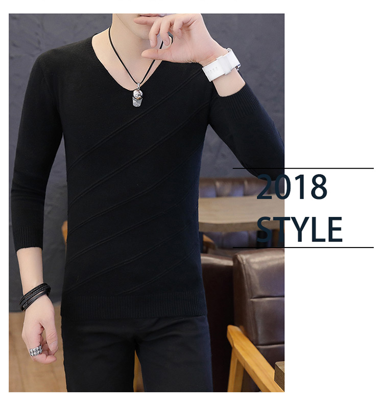 Istonton thu đông 2018 áo thun mới nam nam cổ chữ V phiên bản Hàn Quốc có phần mỏng mảnh thoải mái bên trong áo len quần áo thu đông nam
