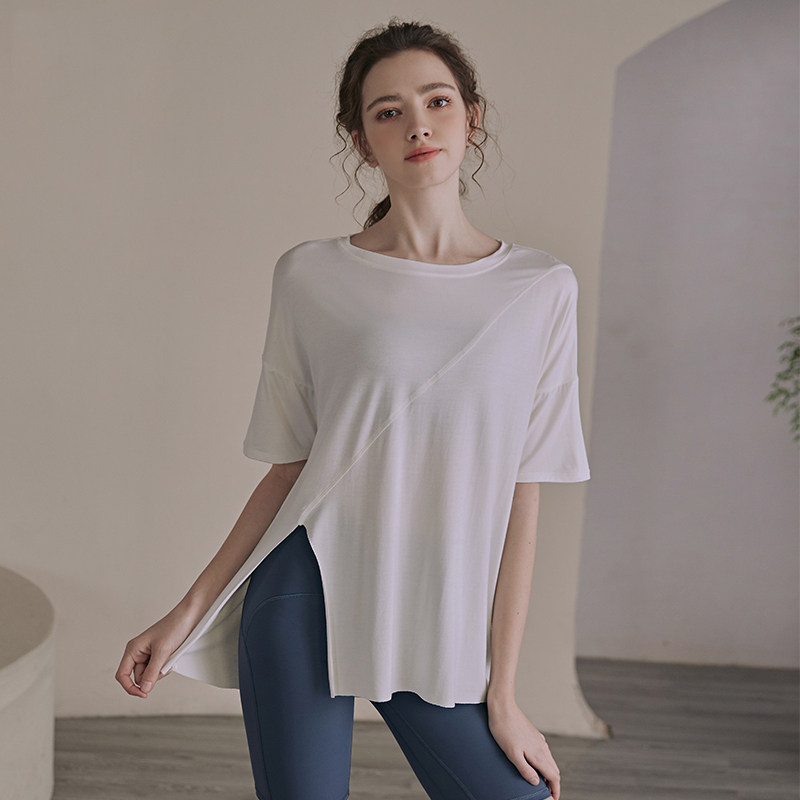 Yoga suit lady coat loose thin sleeve sports T-shirt summer thin breathable running fitness suit woman