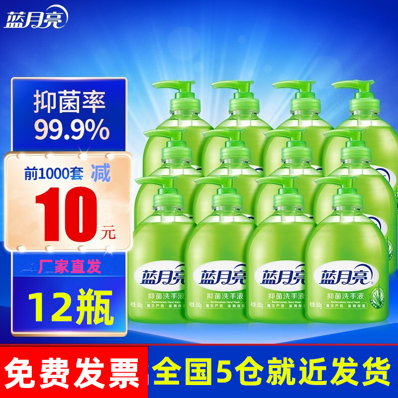 Blue Moon Aloe Vera Antibacterial Hand Sanitizer 500g Bottle * 12 FCL Family Hotel School Foam Rich Hotel
