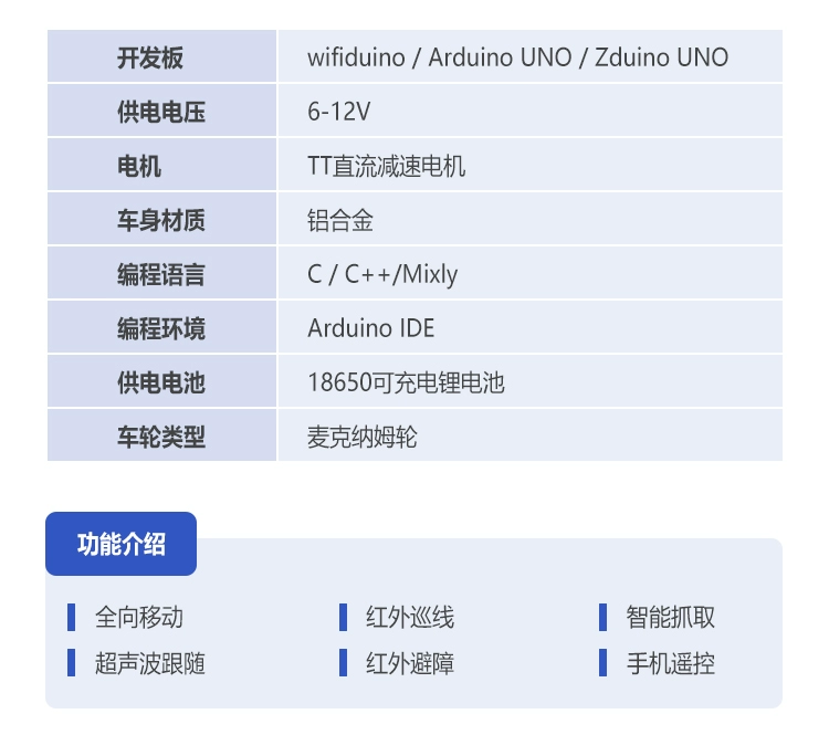 Xe wifi đa chức năng, bám đường thông minh, tuần tra đường và tránh chướng ngại vật, tương thích với đèn nháy lập trình arduino ide