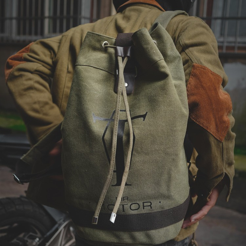 Rymolocomotive Pepper Salt Sails Cloth Bag Outdoor Mobrigade Riding Large Capacity Double Shoulder Bag Retro Make Old Safety Helmet Bag