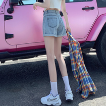 Tide brand denim shorts womens summer thin wide legs high waist slim 2021 New loose a short hot pants