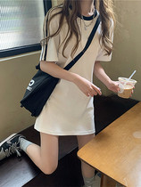 Tide brand dress women 2021 summer new small sports leisure long waist short sleeve T-shirt skirt