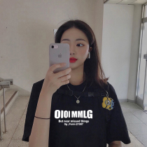 oioi mmlg Tide brand short sleeve female Korea 1987 simple letter print couples loose round neck half sleeve T-shirt men