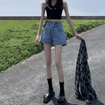 Tide brand denim shorts womens summer loose 2021 New High waist size thin wide leg a hot pants