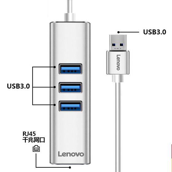 Lenovo/Lenovo original USB to network cable interface RJ45 laptop Type-C to usb3.0 one to four external wired Gigabit network card network port converter hub docking station