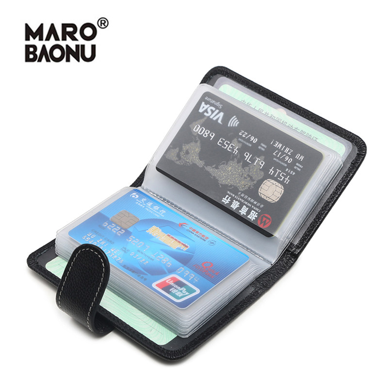 Wanbaonu men's card bag men's ultra-thin multi-card leather large-capacity driver's license multi-function mini card bag cover women