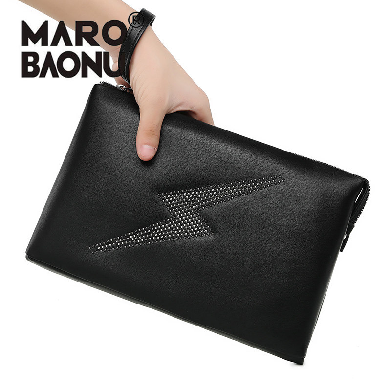 Wanbaonu handbag men's leather large-capacity Korean version of the new men's clutch bag casual envelope bag men's clip bag