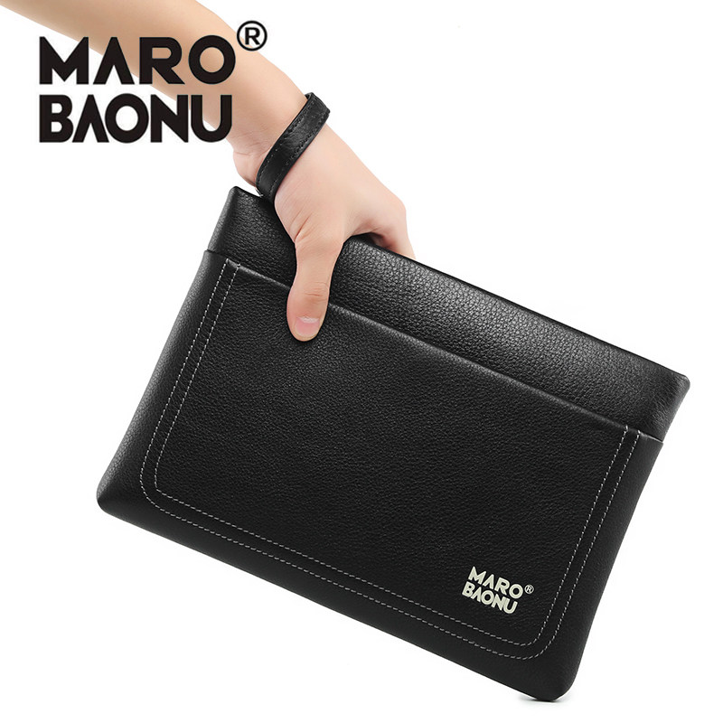 Manbaonu men's handbag men's leather large-capacity casual Korean style men's clutch bag new envelope bag men's fashion