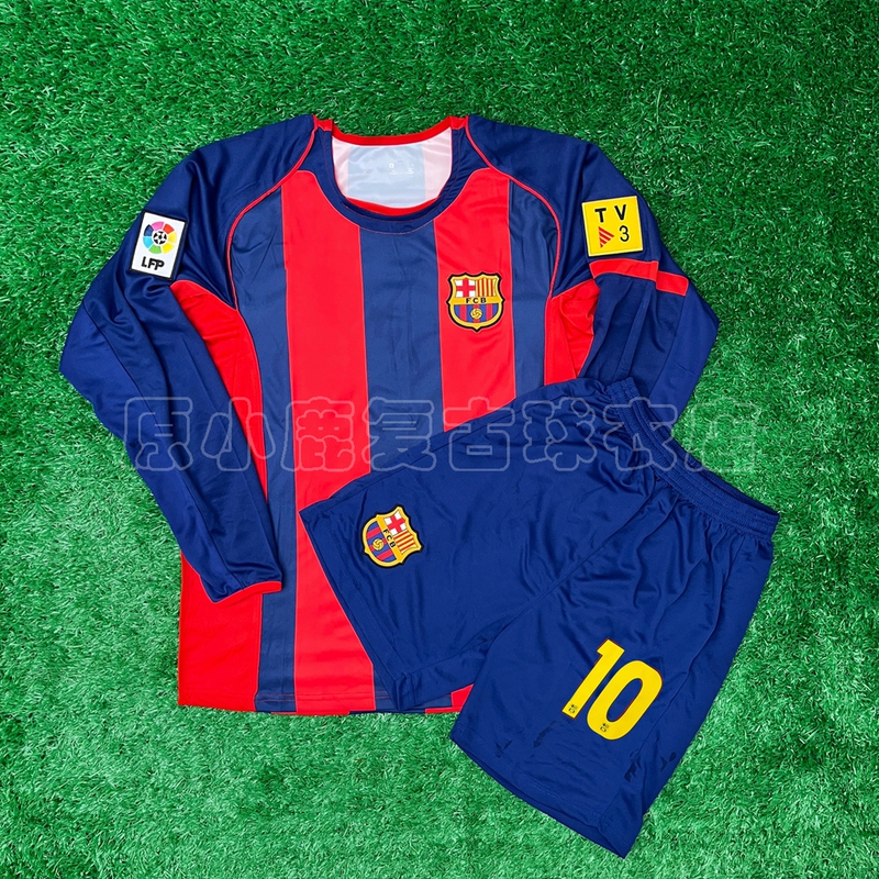 2004-05 Barcelona Home Kit Henry Messi Ronaldinho Set Retro Sports Long-Sleeved Football Jersey 2004-05 Barcelona Home Kit Henry Messi Ronaldinho Set Retro Sports Long-Sleeved Football Jersey
