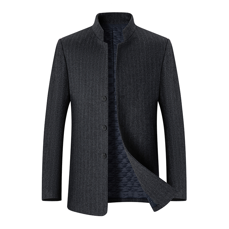Cashmere Big Coat Man Short business casual wool Son Jacket Dad Dress Winter Plus Cotton Thickened Fur Coats