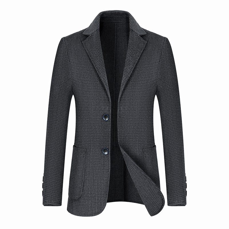 Double-sided woolen coat men's short Korean version casual houndstooth small suit business men's wool woolen suit jacket