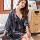 Váy ngủ nữ mùa hè sexy đồ ngủ nữ mùa xuân và mùa thu băng lụa mỏng lụa sling váy ngủ buổi sáng áo choàng hai mảnh phù hợp với dịch vụ tại nhà - Đêm đầm