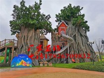 B & B Tourist scenic area Large rockery simulation gate Cement imitation wood grain fence River landscape garden Imitation rattan