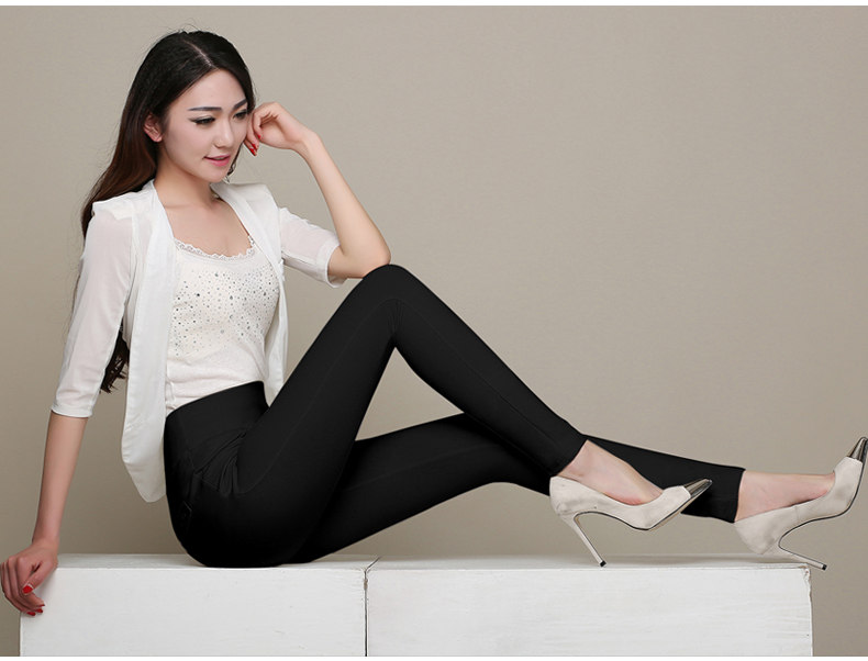 Quần lửng nữ size lớn mm mùa đông cộng với quần legging nhung 200 kg quần nữ chất béo cộng với quần béo cộng với size chân quần vải ống rộng nữ