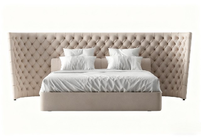 【3D模型】浅棕纽扣软包靠背床 3D 模型-PoseAe