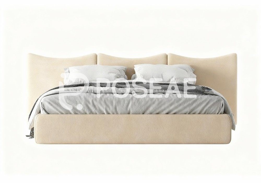 图片[1]-【3D模型】米白波浪靠背床 3D 模型-PoseAe视频创意库