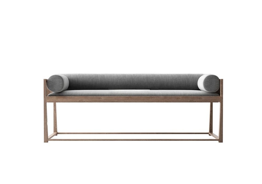 【3D模型】灰棕拼色长凳沙发 3D 模型-PoseAe