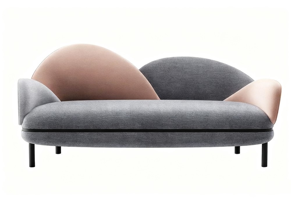 【3D模型】灰粉拼色创意沙发 3D 模型-PoseAe