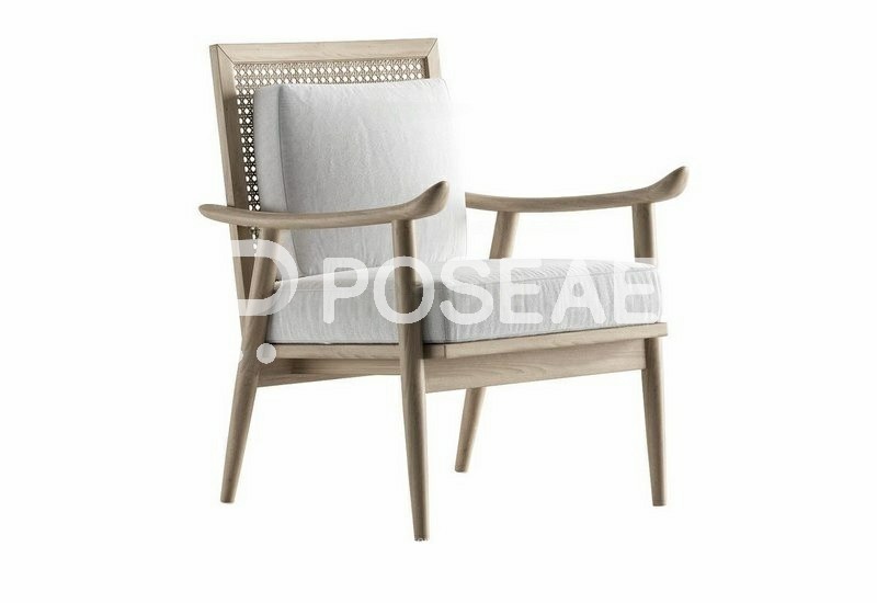 图片[1]-【3D模型】浅木藤编灰垫椅 3D 模型-PoseAe视频创意库